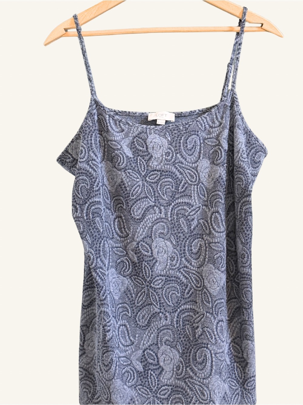 LOFT Outlet Blue Paisley Knit Cami Adjustable Straps XL